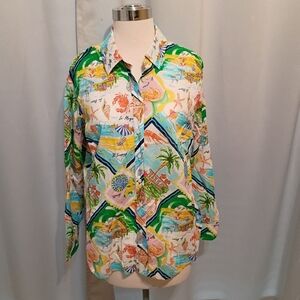 Talbots Multicolor Tropical Print Women's Blouse